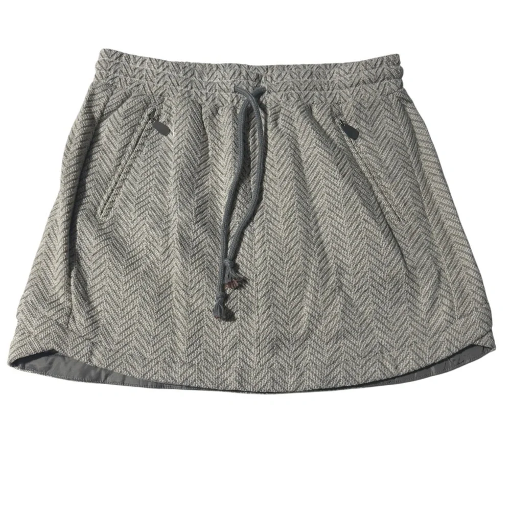Kenar Cotton Skirt Chevron Pattern Zip Pockets Elastic Waist Size Medium NWT - Picture 1 of 10
